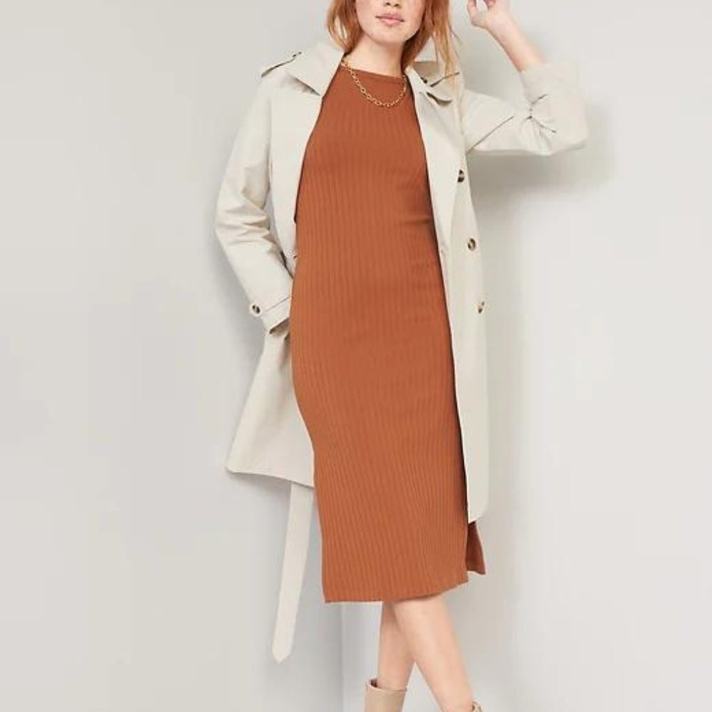 Old Navy Fitted Sleeveless Rib-Knit Midi Sweater Dress for Women New - Picture 3 of 7